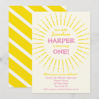 Invitation Sunburst Sunshine fête d'anniversaire