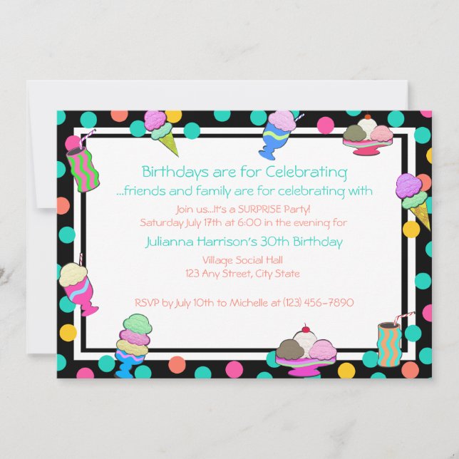 Invitation Sundae Shoppe (Devant)