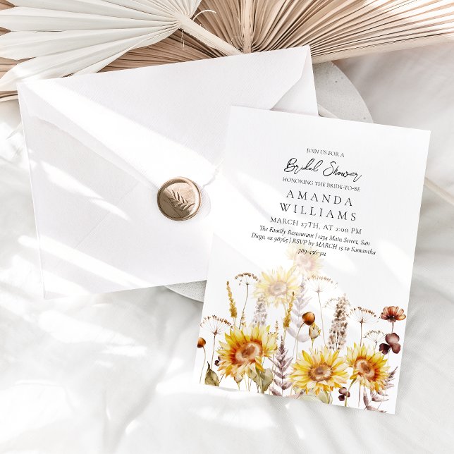 Invitation Sunflower Boho Fleur sauvage Fête des mariées mode (Créateur téléchargé)