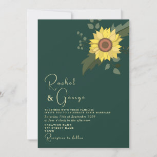 Invitation Sunflower Botanique Emerald Mariage vert