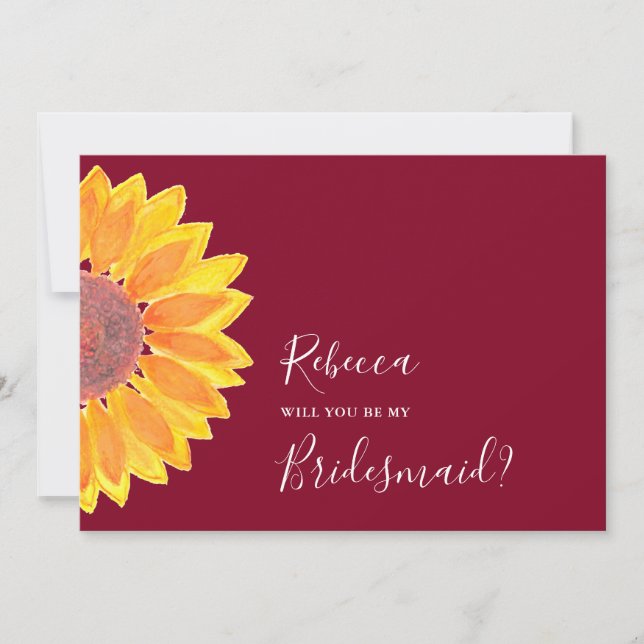 Invitation Sunflower Bourgogne Mariage Bridesmaid (Devant)