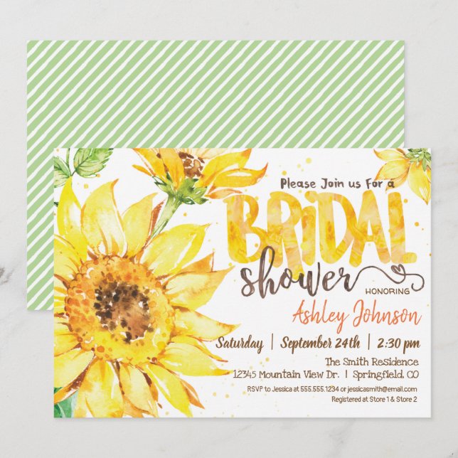 Invitation Sunflower Bridal Shoe (Devant / Derrière)