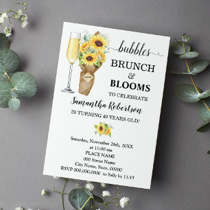 Invitation Sunflower Bubbles Brunch & Blooms Anniversaire