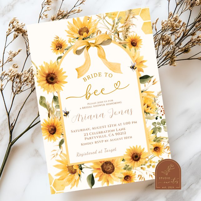 Invitation Sunflower Coquette Bow Bride à la Fête des mariées (Créateur téléchargé)