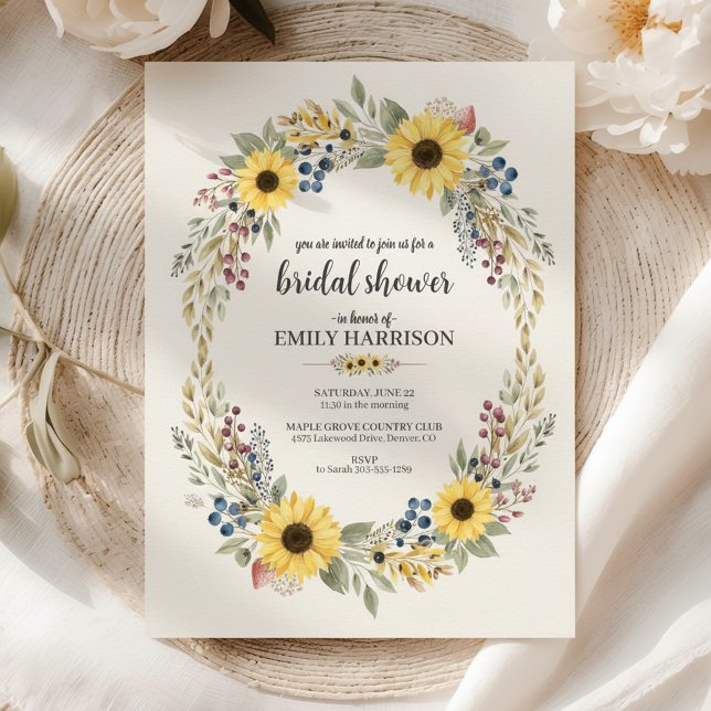 Invitation Sunflower Corner Bridal Shower Invite Rustic Style (sunflower bridal shower invitation)