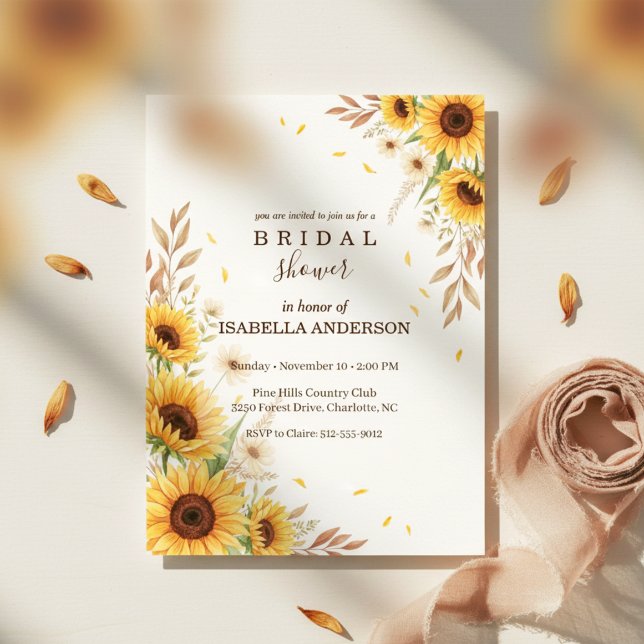 Invitation Sunflower Corner Bridal Shower Rustic Style (corner sunflower bridal shower)