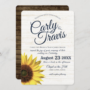 Invitation Sunflower Country Rustic Mariage