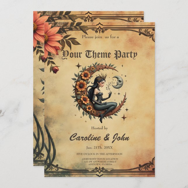 Invitation Sunflower Crescent Queen  (Devant / Derrière)