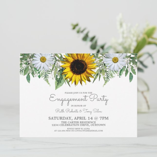 Invitation Sunflower|Daisy Engagement Party (Debout devant)