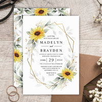 Sunflower Elegant Rustique Mariage d'or géométriqu