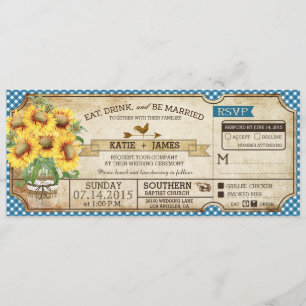Invitation Sunflower En vichy Check Country Pique-nique Maria