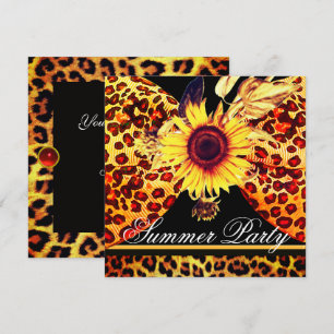 INVITATION SUNFLOWER ET LEOPARD FUR BOW SUMMER GARDEN PARTY