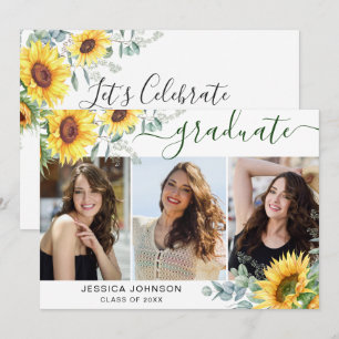 Invitation Sunflower Eucalyptus 3 PHOTO Graduation Party