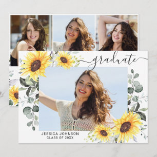 Invitation Sunflower Eucalyptus 4 PHOTO Graduation Party