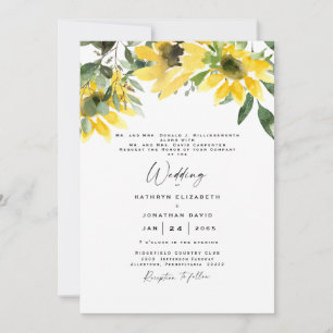 Invitation Sunflower Eucalyptus Mariage élégant Les deux pare