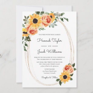 Invitation Sunflower Fall Boho Terracotta Mariage
