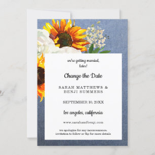 Invitation Sunflower Floral & Jean Modifier la date Détails