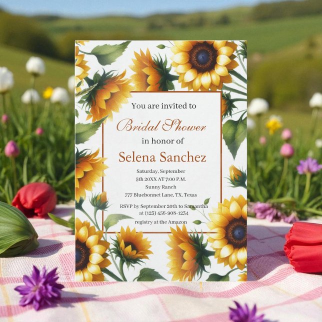 Invitation Sunflower Floral Mariée Rustique Boho Fête des mar (Créateur téléchargé)