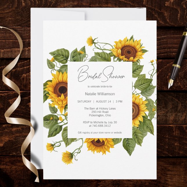 Invitation Sunflower Frame Bridal Shower  (Créateur téléchargé)