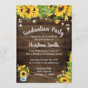 Invitation Sunflower Graduation Party - Country Rustic