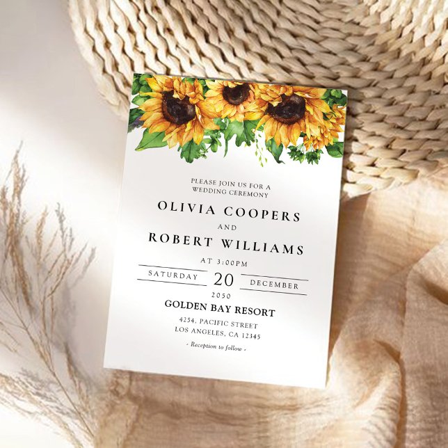 Invitation Sunflower Greenery Mariage (Créateur téléchargé)