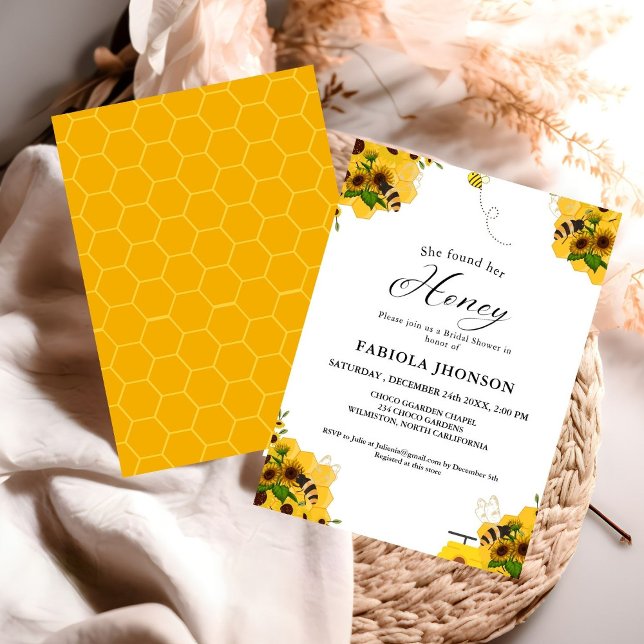 Invitation Sunflower Honey Bee Fête des mariées (Créateur téléchargé)