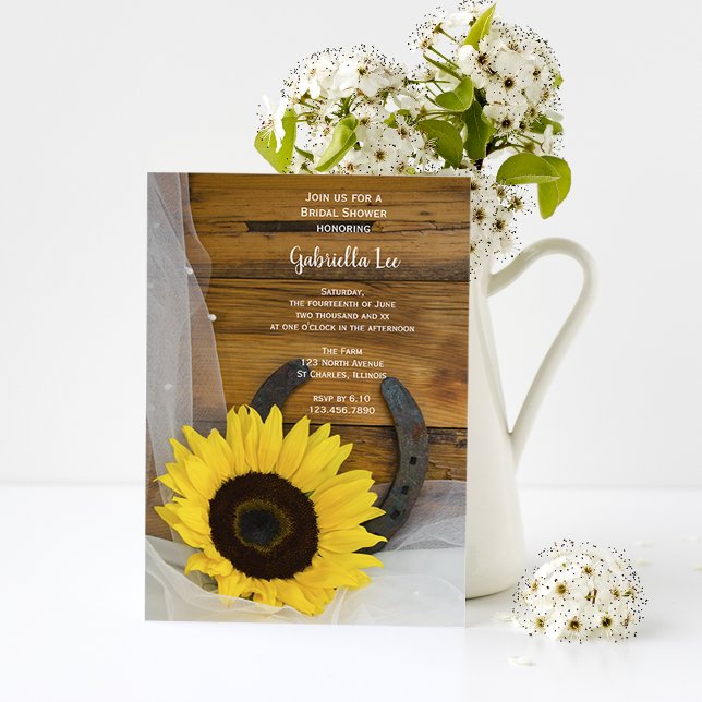 Invitation Sunflower Horseshoe Pays Fête des mariées occident (Créateur téléchargé)