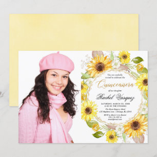 Invitation Sunflower jaune or floral Quinceanera photo
