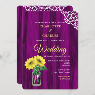 Invitation Sunflower Mason Jar Rustique Mariage