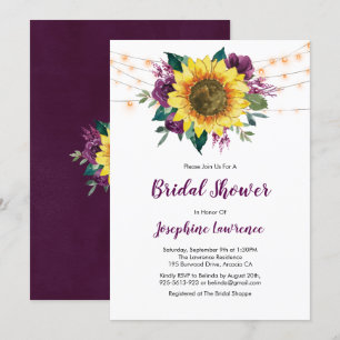 Invitation Sunflower Plum Purple Lights Fête des mariées