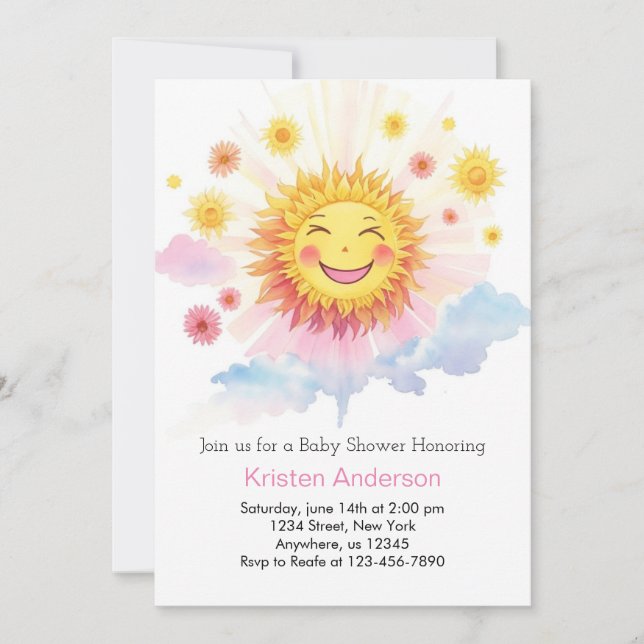 Invitation Sunflower Radiance Boho Baby shower fille (Devant)