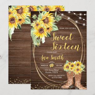 Invitation Sunflower Rustic String Light Anniversaire