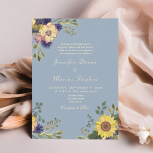 Invitation Sunflower Rustique Dusty Mariage QR Code