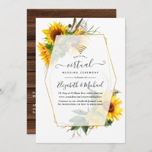 Invitation Sunflower Rustique Géométrique en ligne Mariage vi