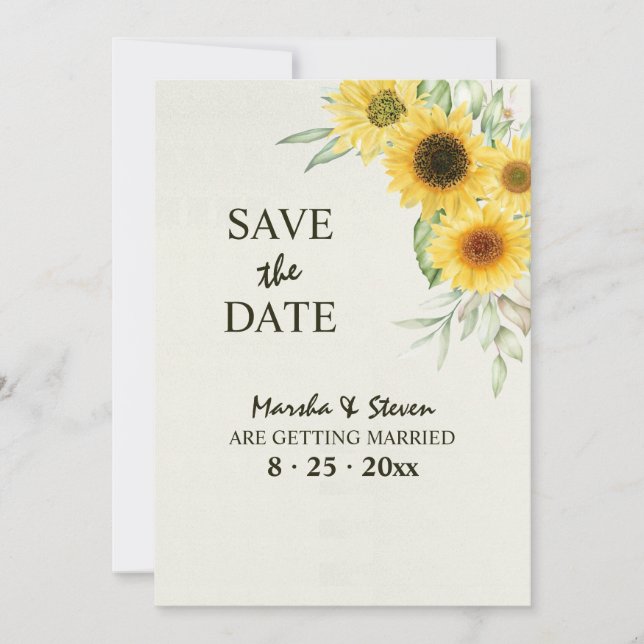 Invitation Sunflower Save the Date Annonce (Devant)