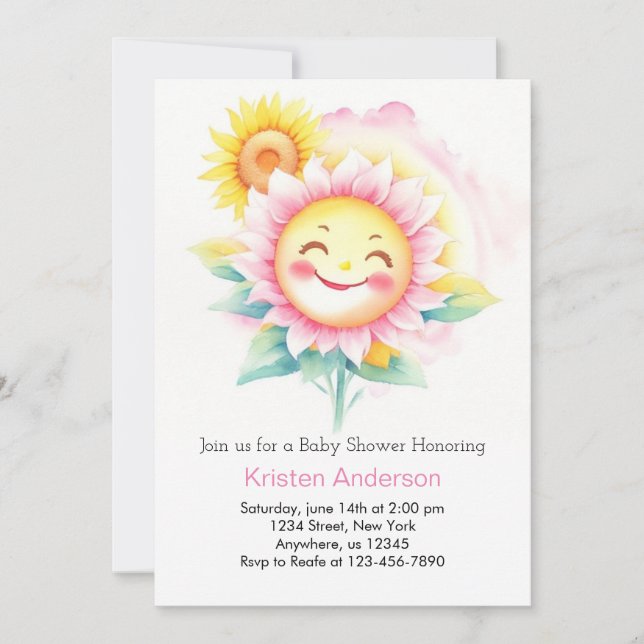 Invitation Sunflower Serenade Boho Baby shower fille (Devant)