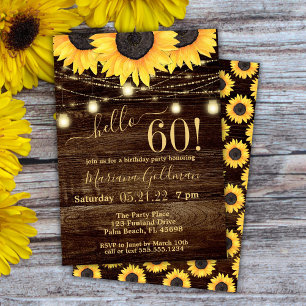 Invitation Sunflower String Lights 60e anniversaire Invit