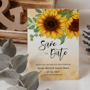 Invitation Sunflower Watercolor Enregistrer l'invitation à la