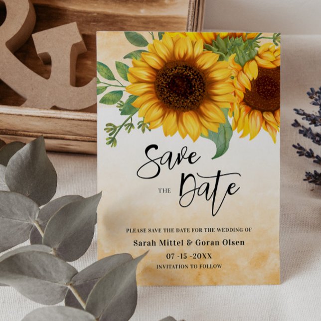 Invitation Sunflower Watercolor Enregistrer l'invitation à la (Créateur téléchargé)