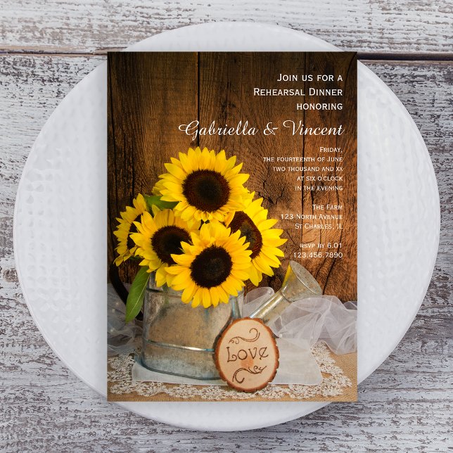 Invitation Sunflower Waters Can Mariage Rehearsal Dîner (Créateur téléchargé)