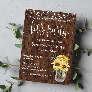 Invitation Sunflower Western Faisons la fête Anniversaire