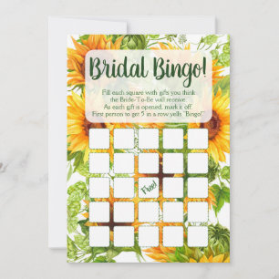 Invitation Sunflowers Bingo Fête des mariées Jeu