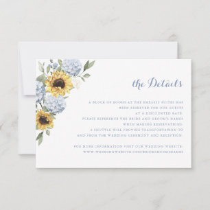 Invitation Sunflowers Blue Hydrangea Greenery Détails du Mari