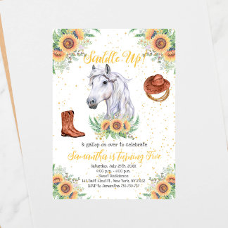 Invitation Sunflowers Boy Horse fête d'anniversaire
