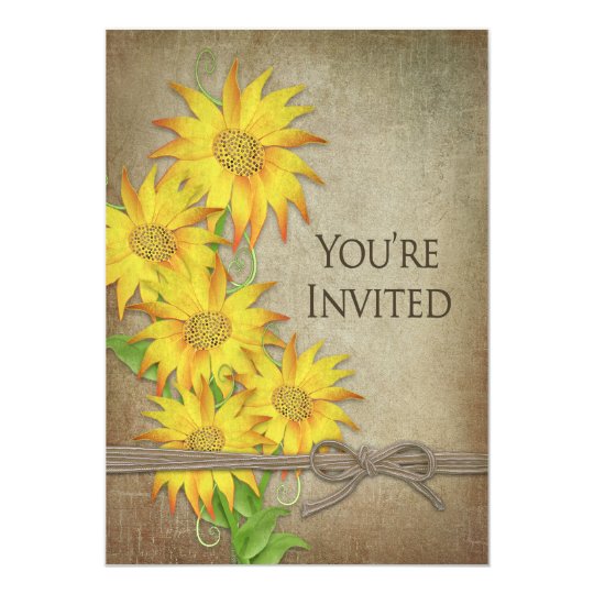 INVITATION - SUNFLOWERS - BROWN TEXTURED