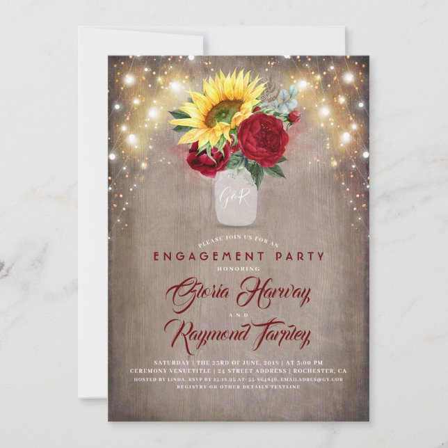 Invitation Sunflowers Burgundy Russe Automne (Devant)