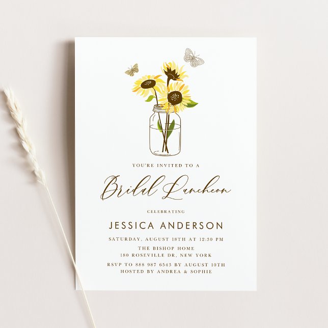 Invitation Sunflowers dans Mason Jar Rustic Bridal Luncheon (Créateur téléchargé)