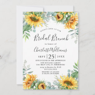 Invitation Sunflowers Eucalyptus Aquarelle Brunch nuptial