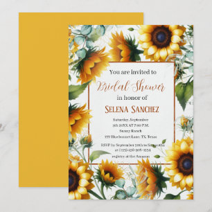 Invitation Sunflowers Eucalyptus Floral Bride Fête des mariée