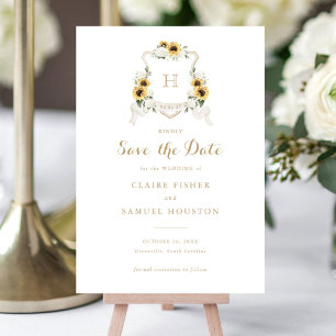 Invitation Sunflowers Hydrangea Green Crest Enregistrer la da